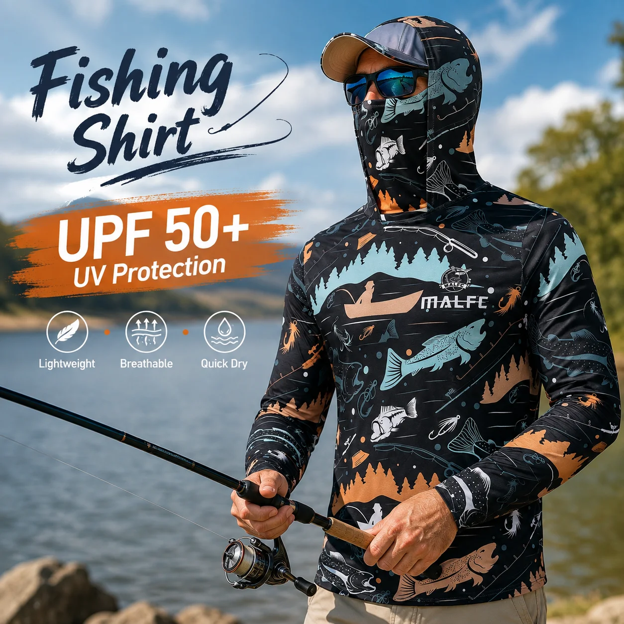Мужская рубашка с длинными рук – обзор и цена Fishing Mask Sun Protection